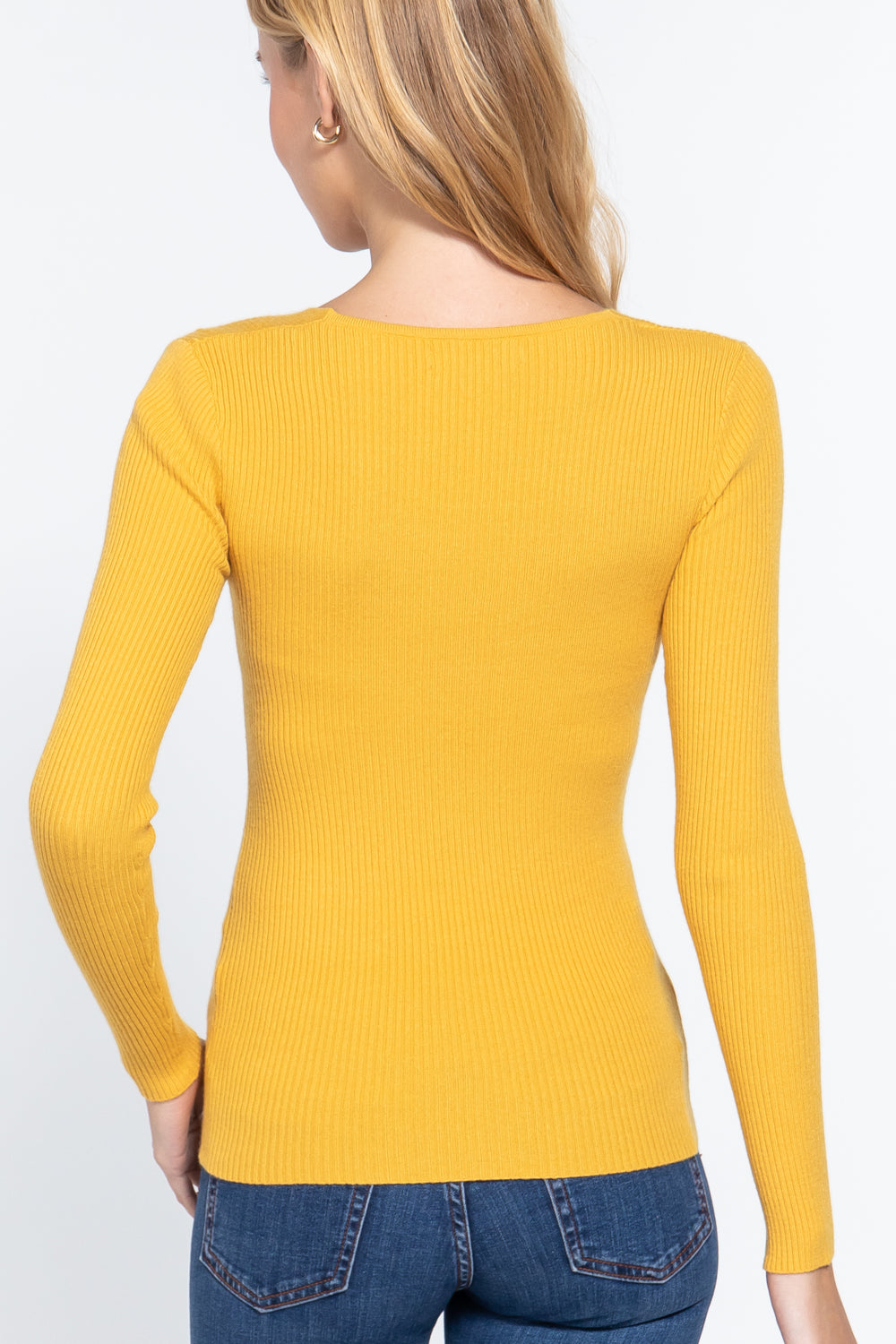 V-neck Viscose Rib Sweater - Absolute Fashion 2020