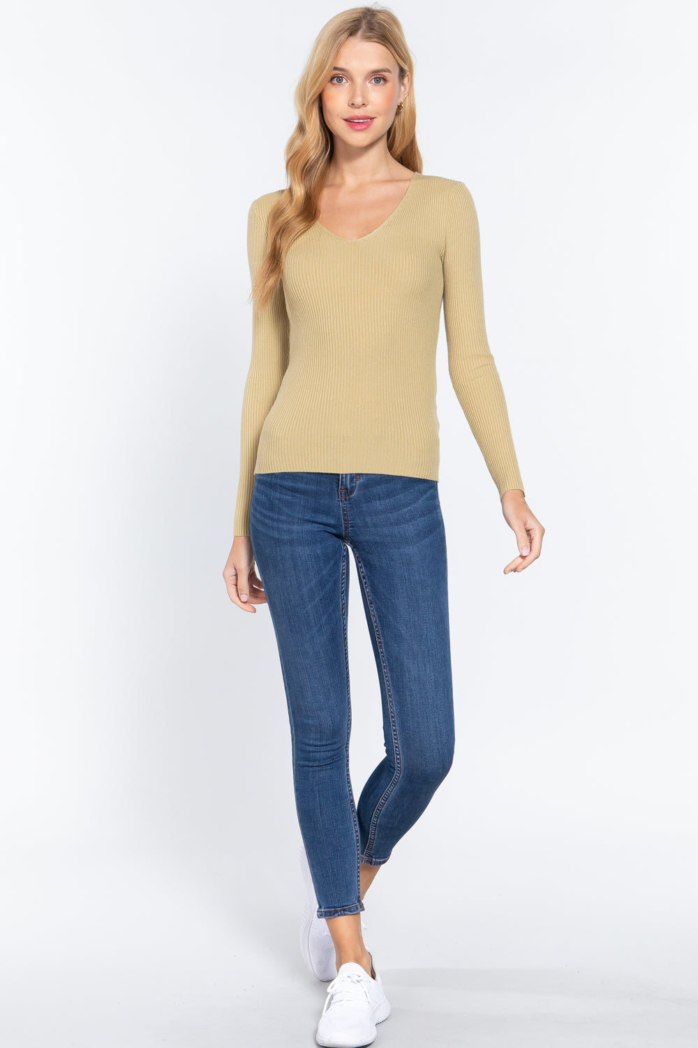 V-neck Viscose Rib Sweater - Absolute Fashion 2020