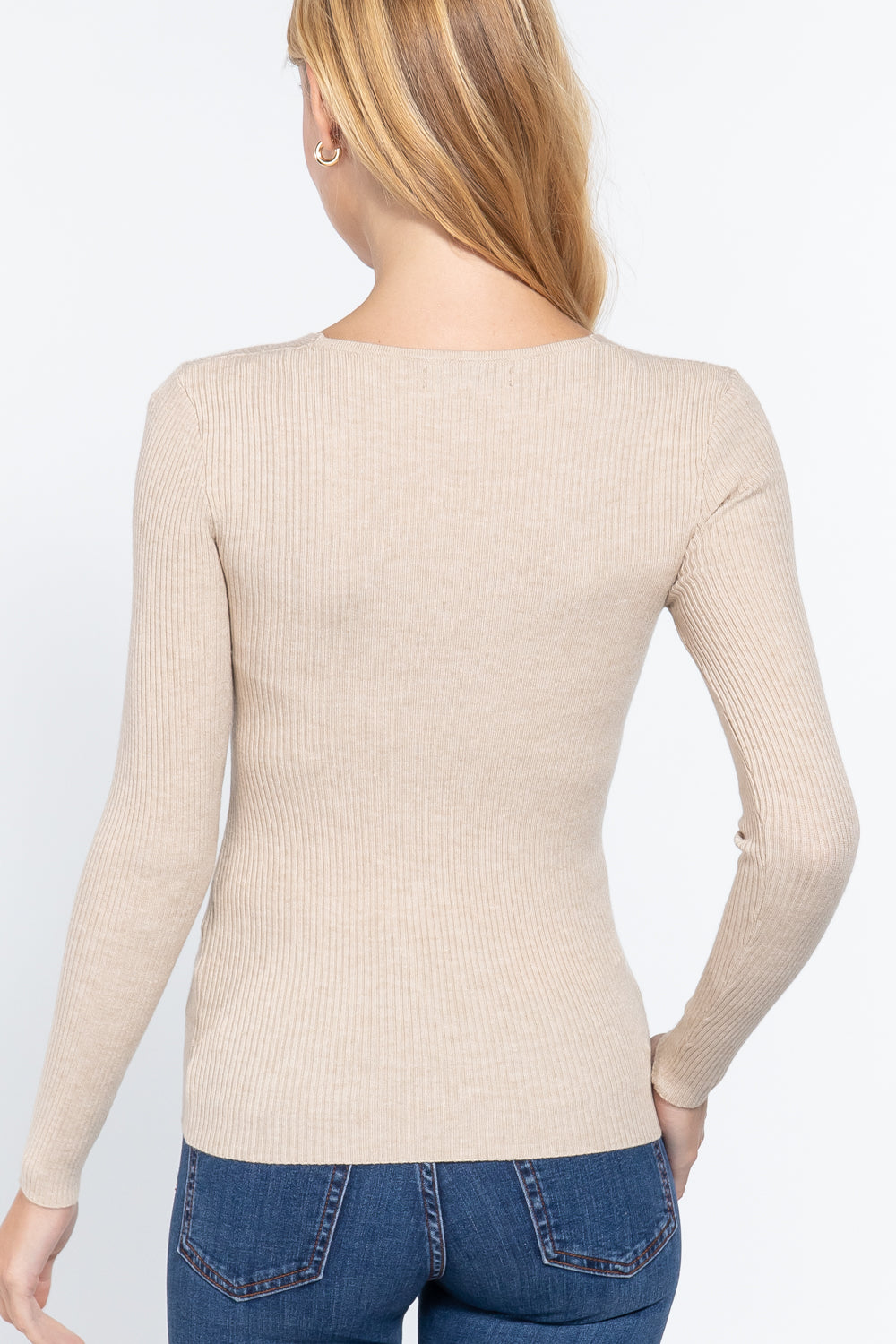 V-neck Viscose Rib Sweater - Absolute Fashion 2020