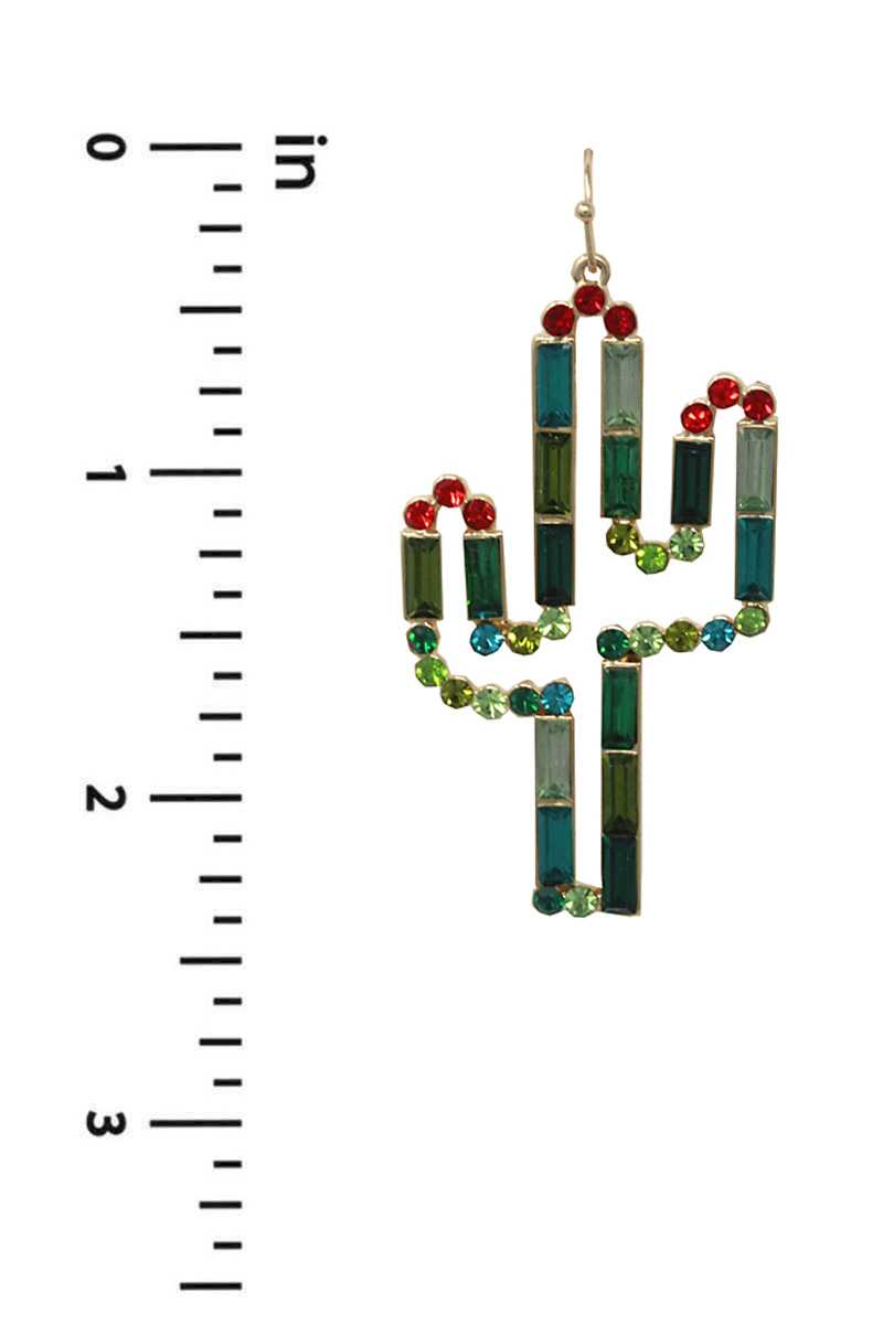 Rhinestone Cactus Dangle Earring - Absolute Fashion 2020