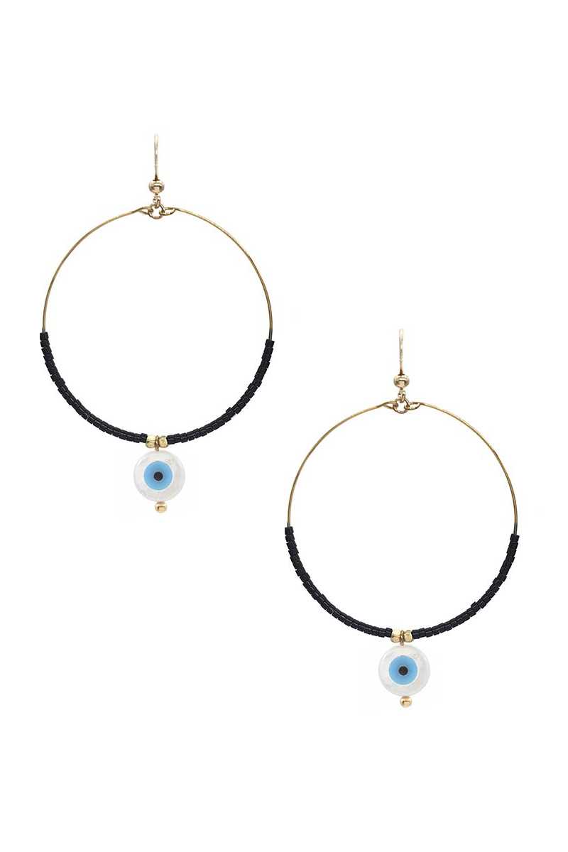 Seed Bead Evil Eye Dangle Round Earring - Absolute Fashion 2020