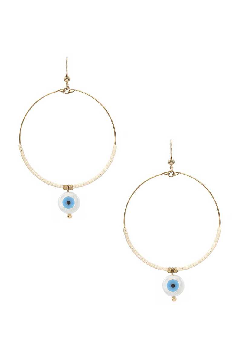 Seed Bead Evil Eye Dangle Round Earring - Absolute Fashion 2020