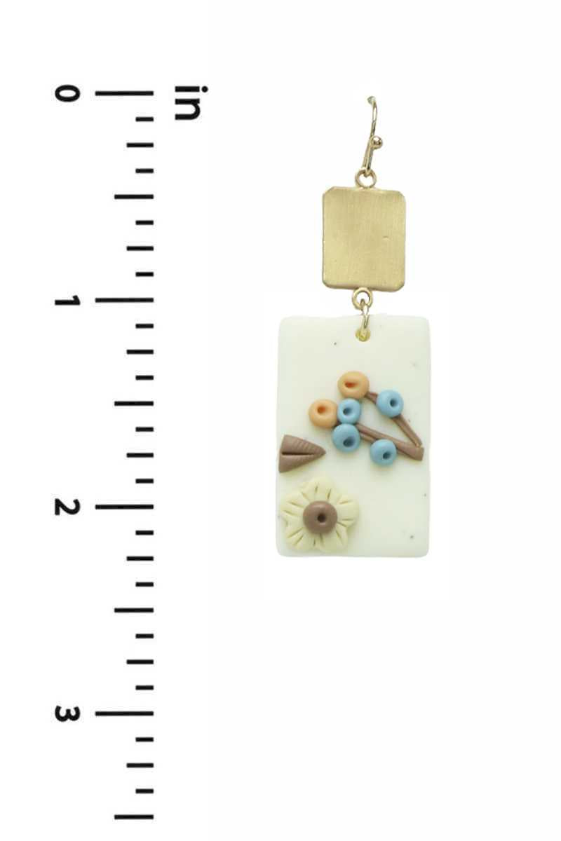 Clay Flower Rectangle Dangle Earring - Absolute Fashion 2020