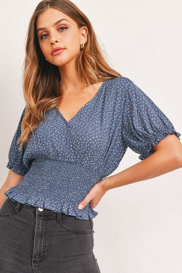 Floral Print Puff Sleeves Top - Absolute Fashion 2020