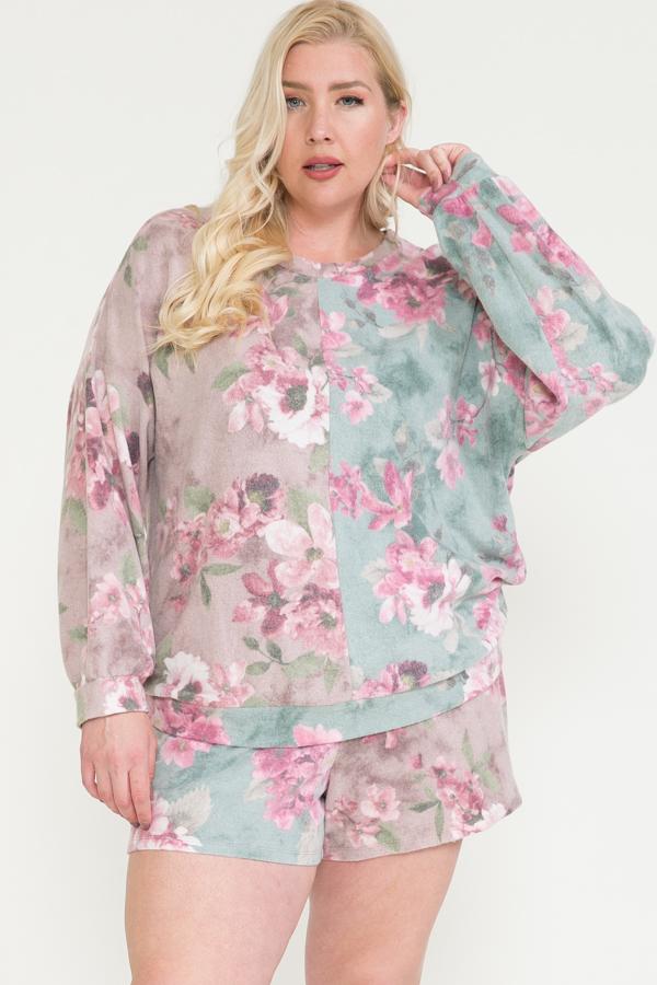Color Blocked Sweatshirt And Shorts Set - Absolute Fashion 2020