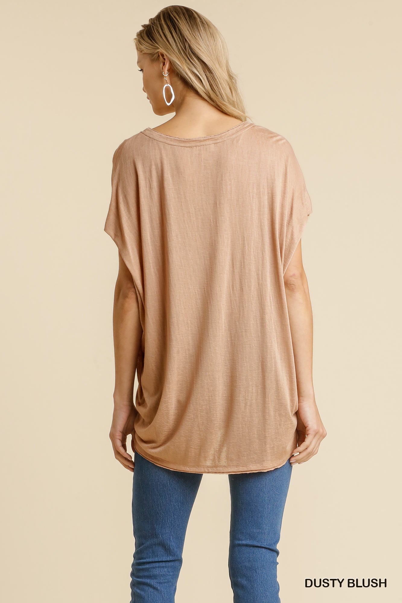 Short Sheer Dolman Sleeve Scoop Neck Top With Side Slit - Absolute Fashion 2020