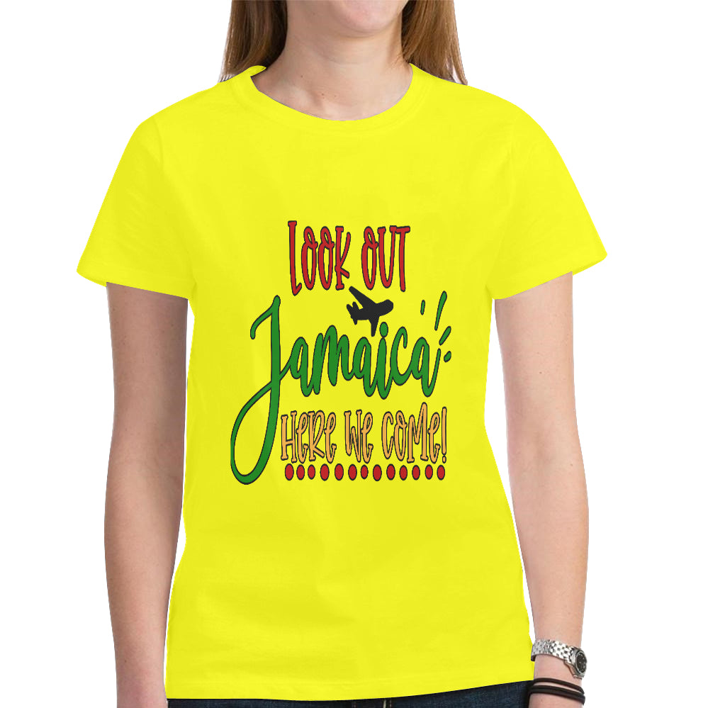 Jamaica Women's Heavy Cotton Short Sleeve T-Shirt(Made in USA,Ship to USA Only)