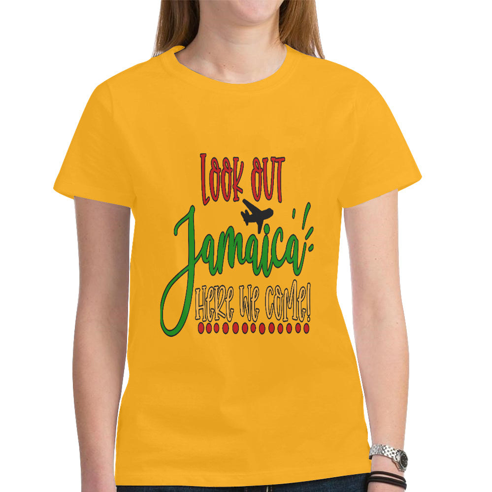 Jamaica Women's Heavy Cotton Short Sleeve T-Shirt(Made in USA,Ship to USA Only)