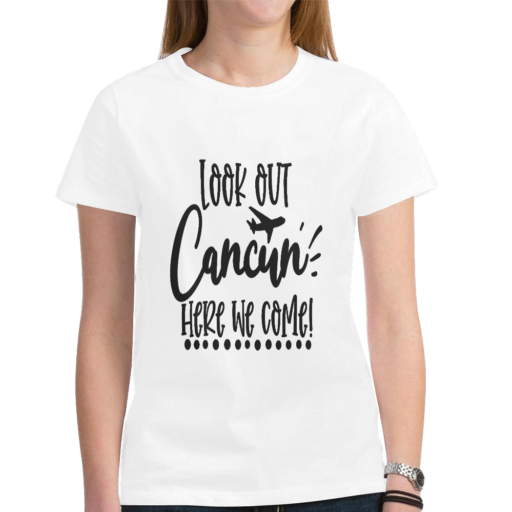 Cancun Women's Heavy Cotton Short Sleeve T-Shirt(Made in USA,Ship to USA Only)