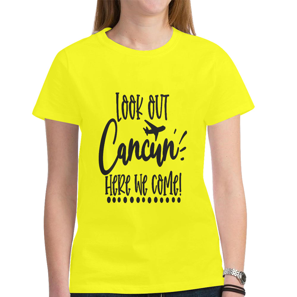 Cancun Women's Heavy Cotton Short Sleeve T-Shirt(Made in USA,Ship to USA Only)