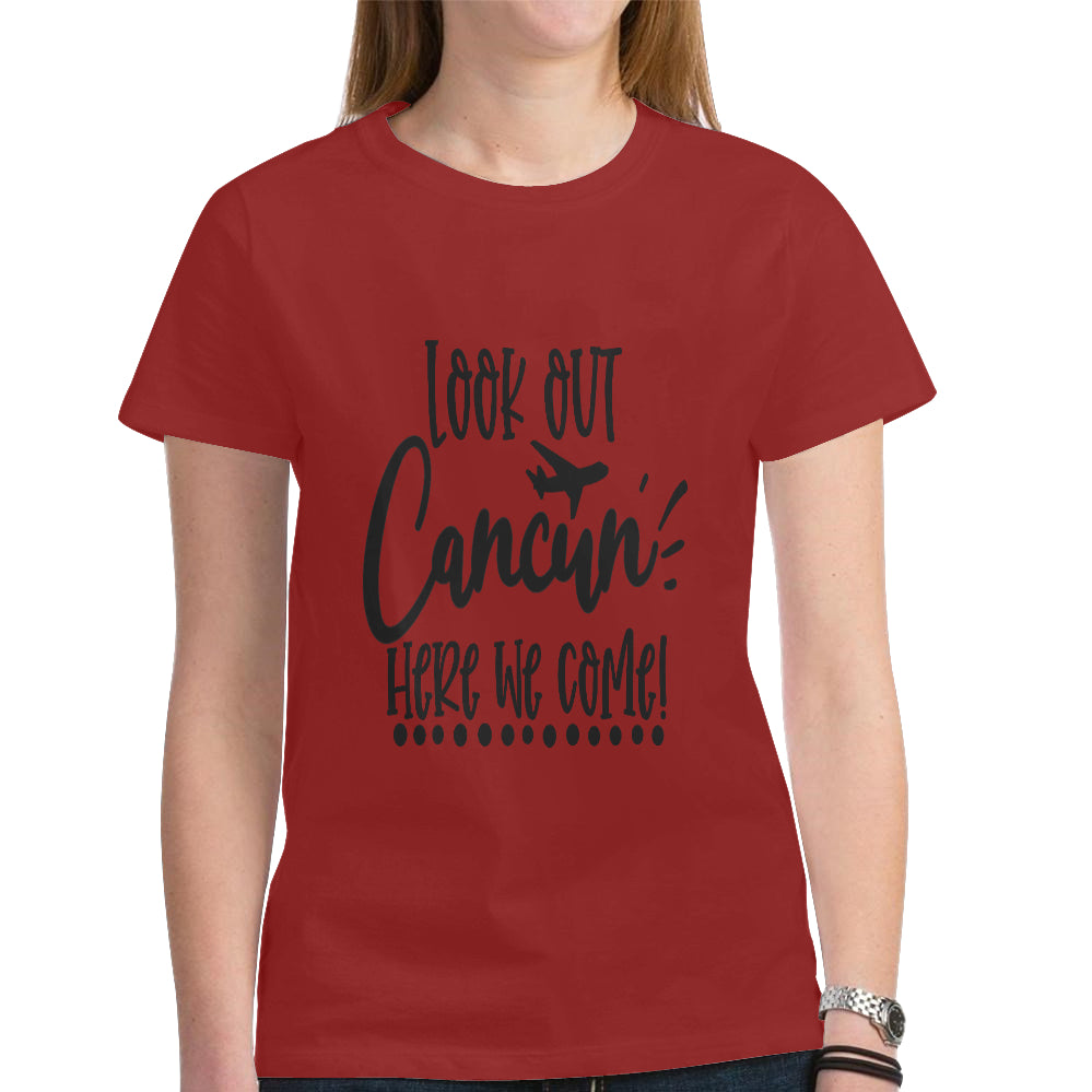 Cancun Women's Heavy Cotton Short Sleeve T-Shirt(Made in USA,Ship to USA Only)