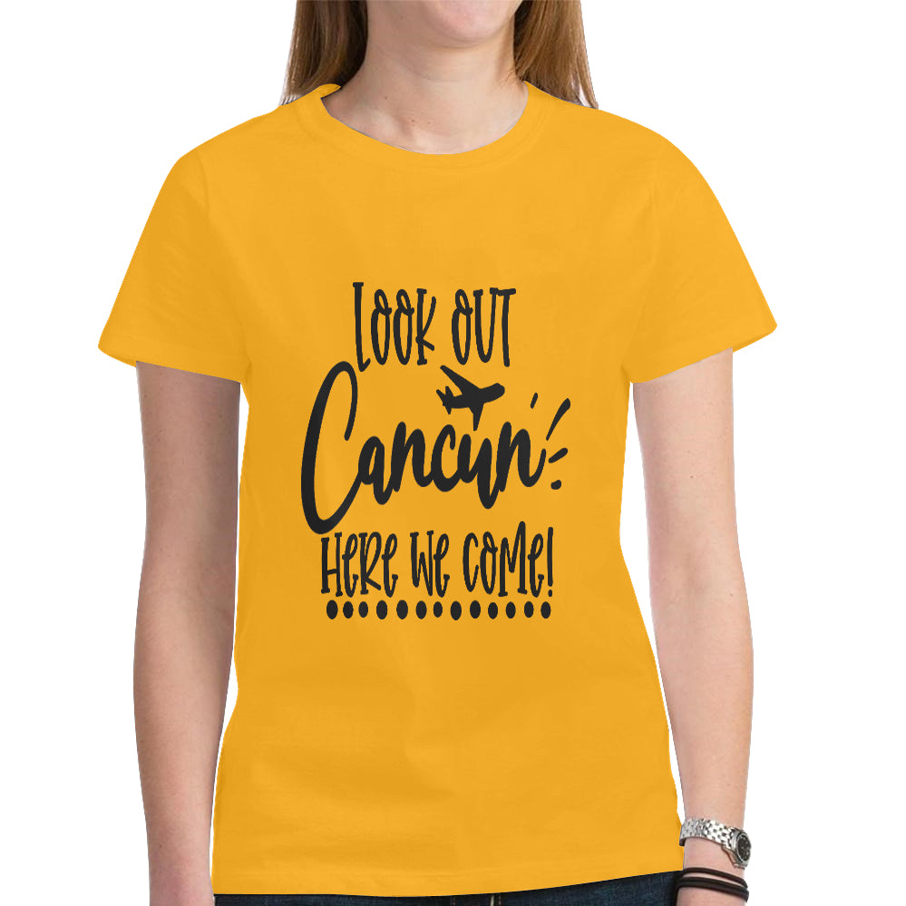 Cancun Women's Heavy Cotton Short Sleeve T-Shirt(Made in USA,Ship to USA Only)