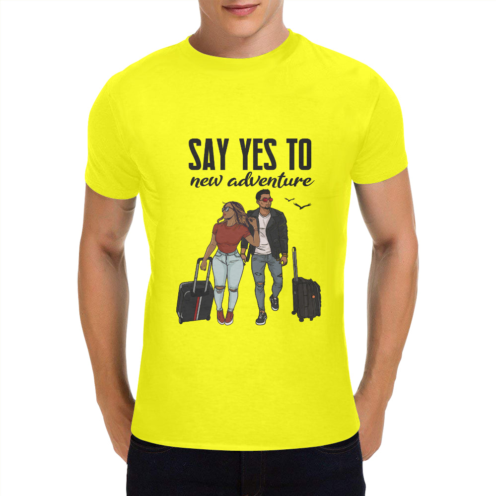 Say Yes To New Adventures Men's Heavy Cotton T-Shirt (One Side Printing)(Made in USA,Ship to USA Only)