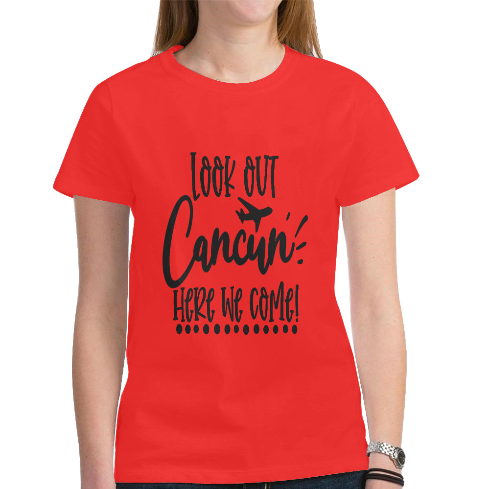 Cancun Women's Heavy Cotton Short Sleeve T-Shirt(Made in USA,Ship to USA Only)