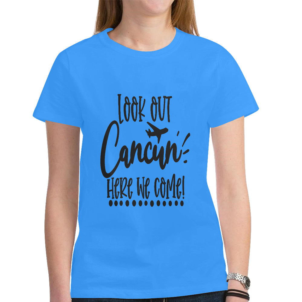 Cancun Women's Heavy Cotton Short Sleeve T-Shirt(Made in USA,Ship to USA Only)