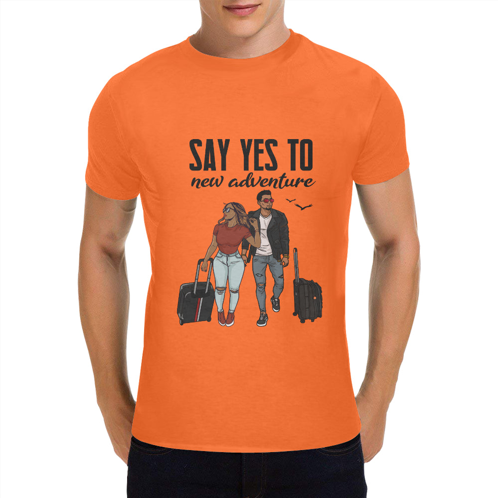 Say Yes To New Adventures Men's Heavy Cotton T-Shirt (One Side Printing)(Made in USA,Ship to USA Only)