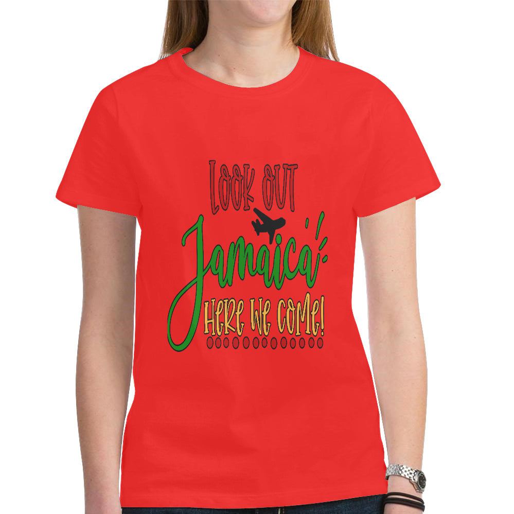 Jamaica Women's Heavy Cotton Short Sleeve T-Shirt(Made in USA,Ship to USA Only)