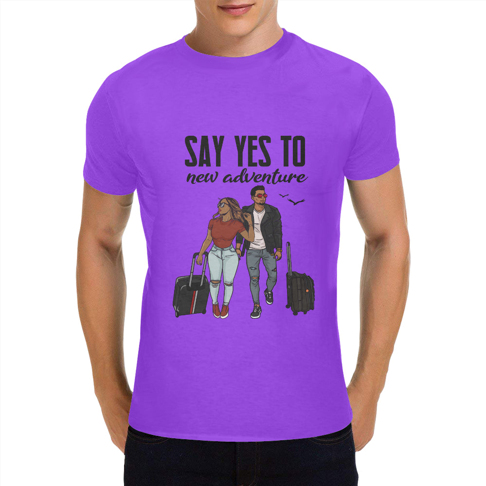 Say Yes To New Adventures Men's Heavy Cotton T-Shirt (One Side Printing)(Made in USA,Ship to USA Only)