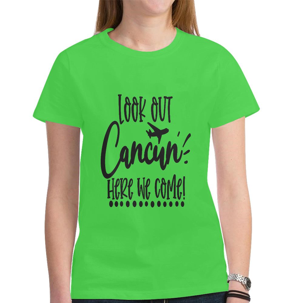 Cancun Women's Heavy Cotton Short Sleeve T-Shirt(Made in USA,Ship to USA Only)