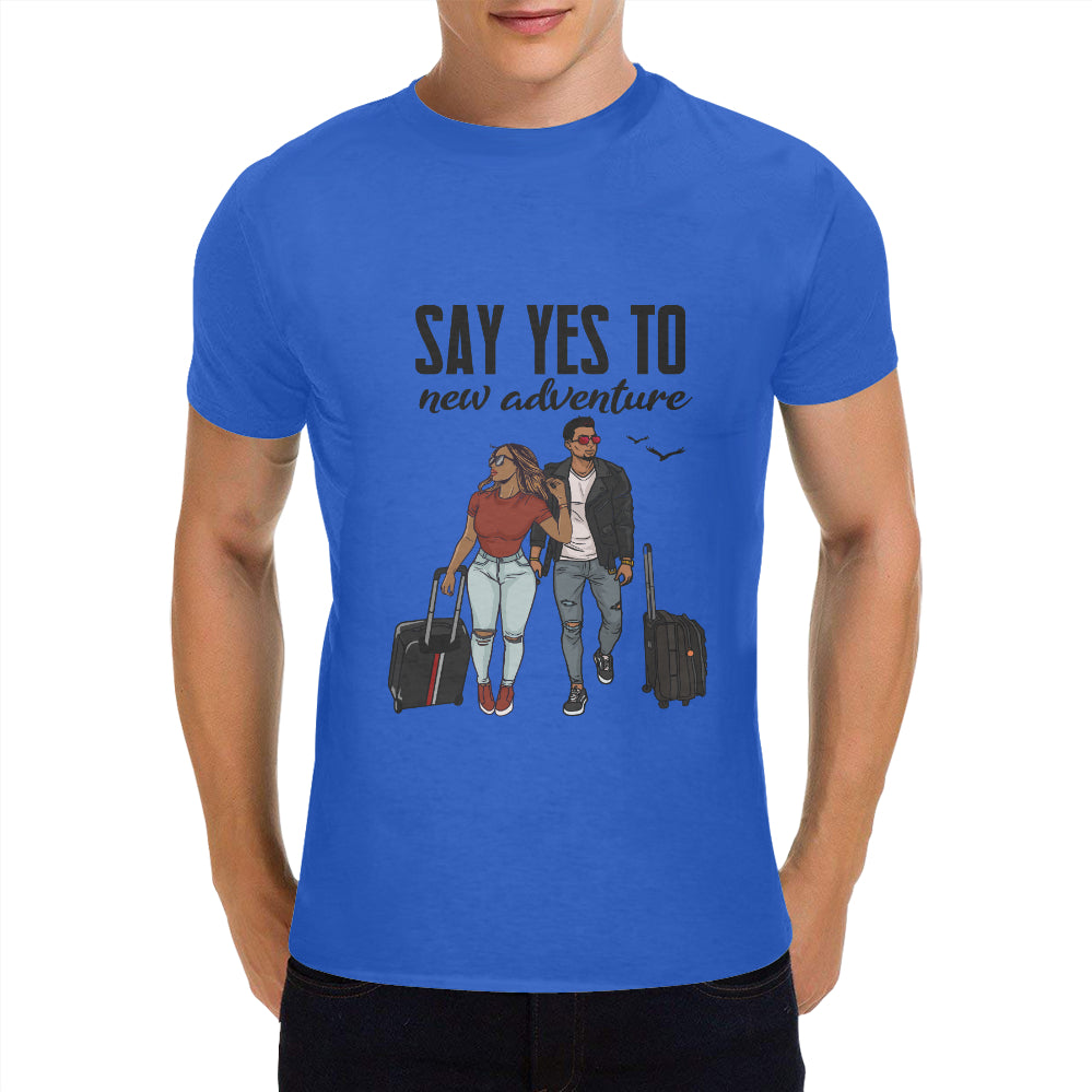 Say Yes To New Adventures Men's Heavy Cotton T-Shirt (One Side Printing)(Made in USA,Ship to USA Only)