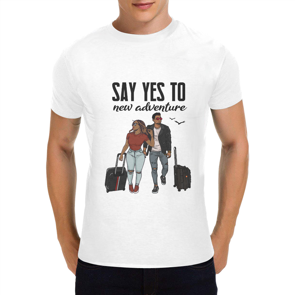 Say Yes To New Adventures Men's Heavy Cotton T-Shirt (One Side Printing)(Made in USA,Ship to USA Only)