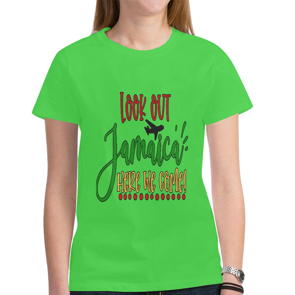 Jamaica Women's Heavy Cotton Short Sleeve T-Shirt(Made in USA,Ship to USA Only)