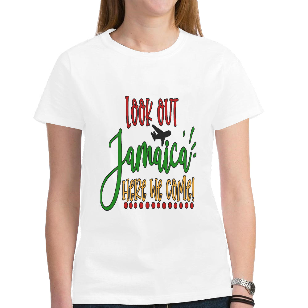 Jamaica Women's Heavy Cotton Short Sleeve T-Shirt(Made in USA,Ship to USA Only)