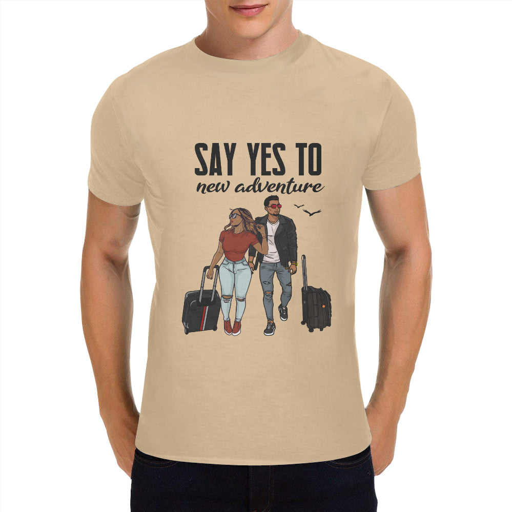 Say Yes To New Adventures Men's Heavy Cotton T-Shirt (One Side Printing)(Made in USA,Ship to USA Only)