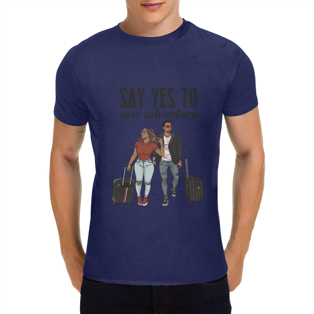 Say Yes To New Adventures Men's Heavy Cotton T-Shirt (One Side Printing)(Made in USA,Ship to USA Only)