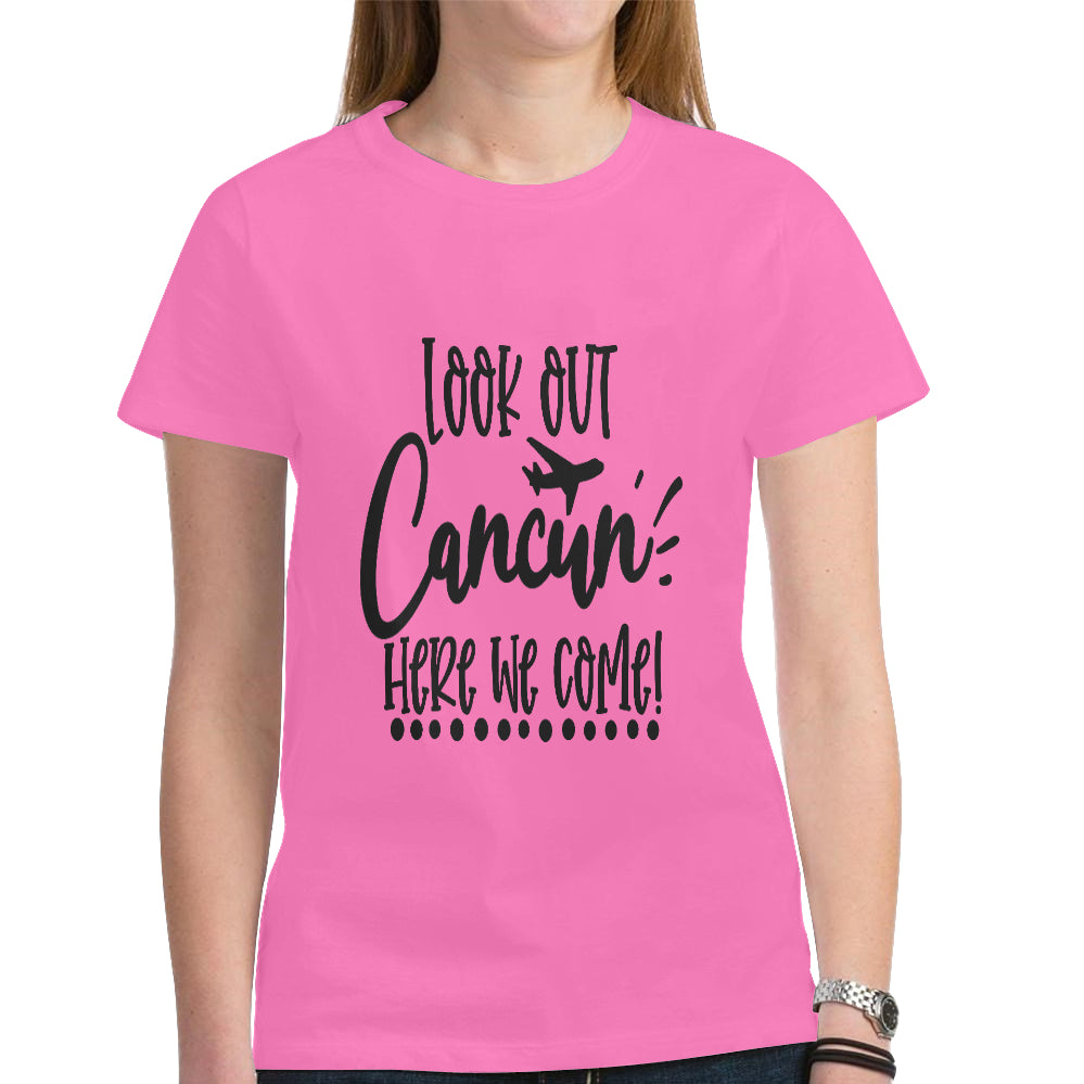 Cancun Women's Heavy Cotton Short Sleeve T-Shirt(Made in USA,Ship to USA Only)