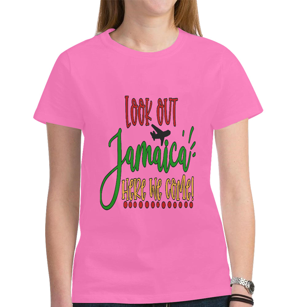 Jamaica Women's Heavy Cotton Short Sleeve T-Shirt(Made in USA,Ship to USA Only)