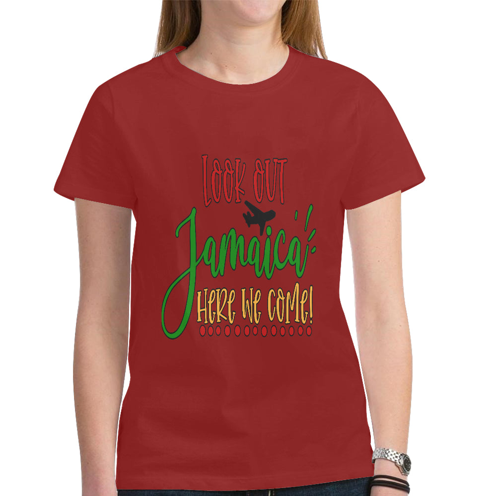 Jamaica Women's Heavy Cotton Short Sleeve T-Shirt(Made in USA,Ship to USA Only)