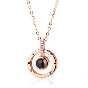 Charm Rose Gold 100 languages I love you Projection Pendant Necklace For Women New Romantic Memory Wedding Necklace Gifts - Absolute Fashion 2020