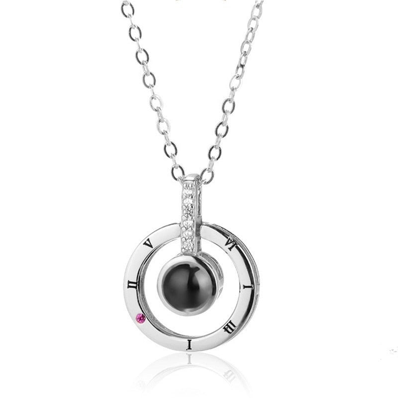Charm Rose Gold 100 languages I love you Projection Pendant Necklace For Women New Romantic Memory Wedding Necklace Gifts - Absolute Fashion 2020