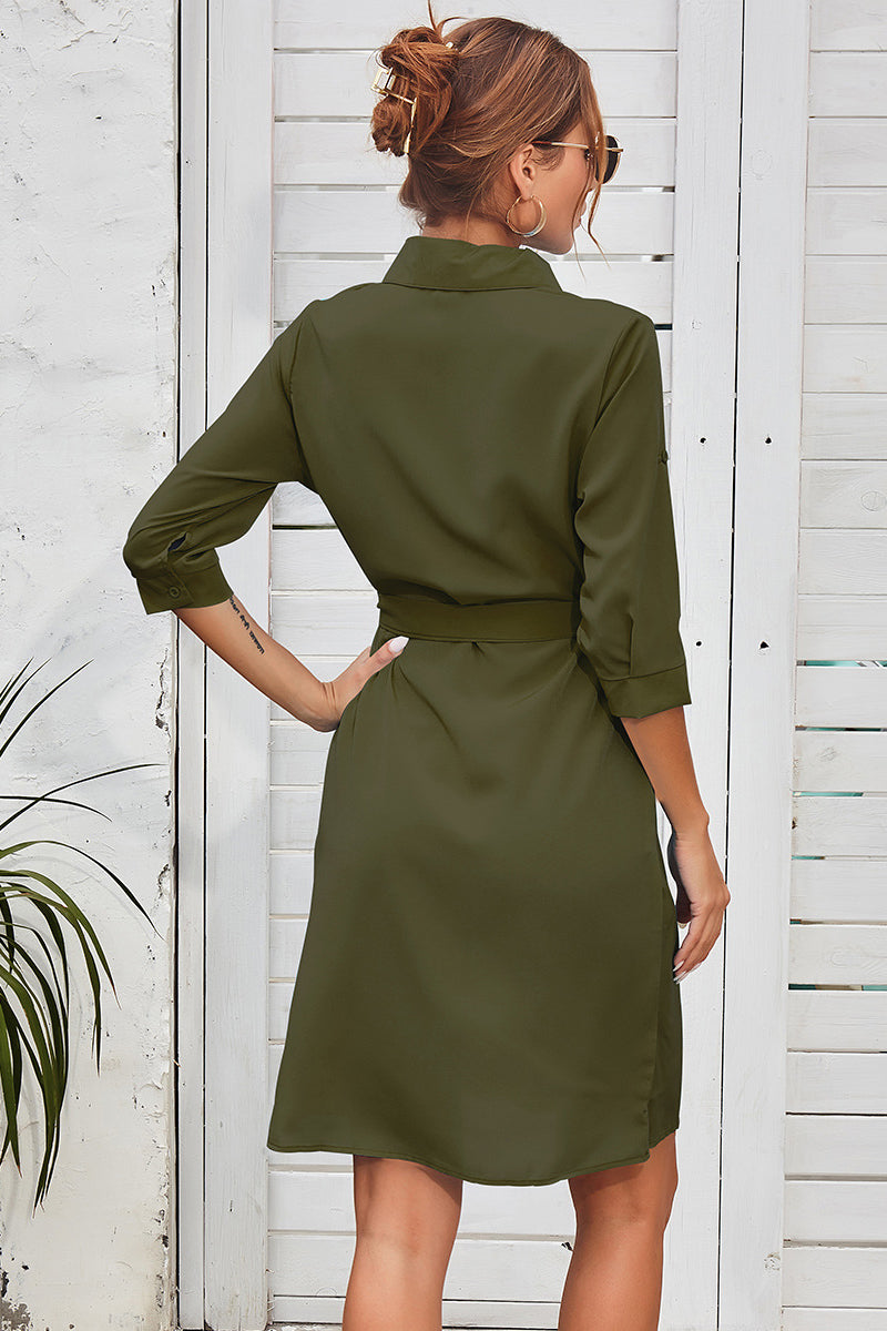 Tie Waist Shirt Dress - Absolute Fashion 2020