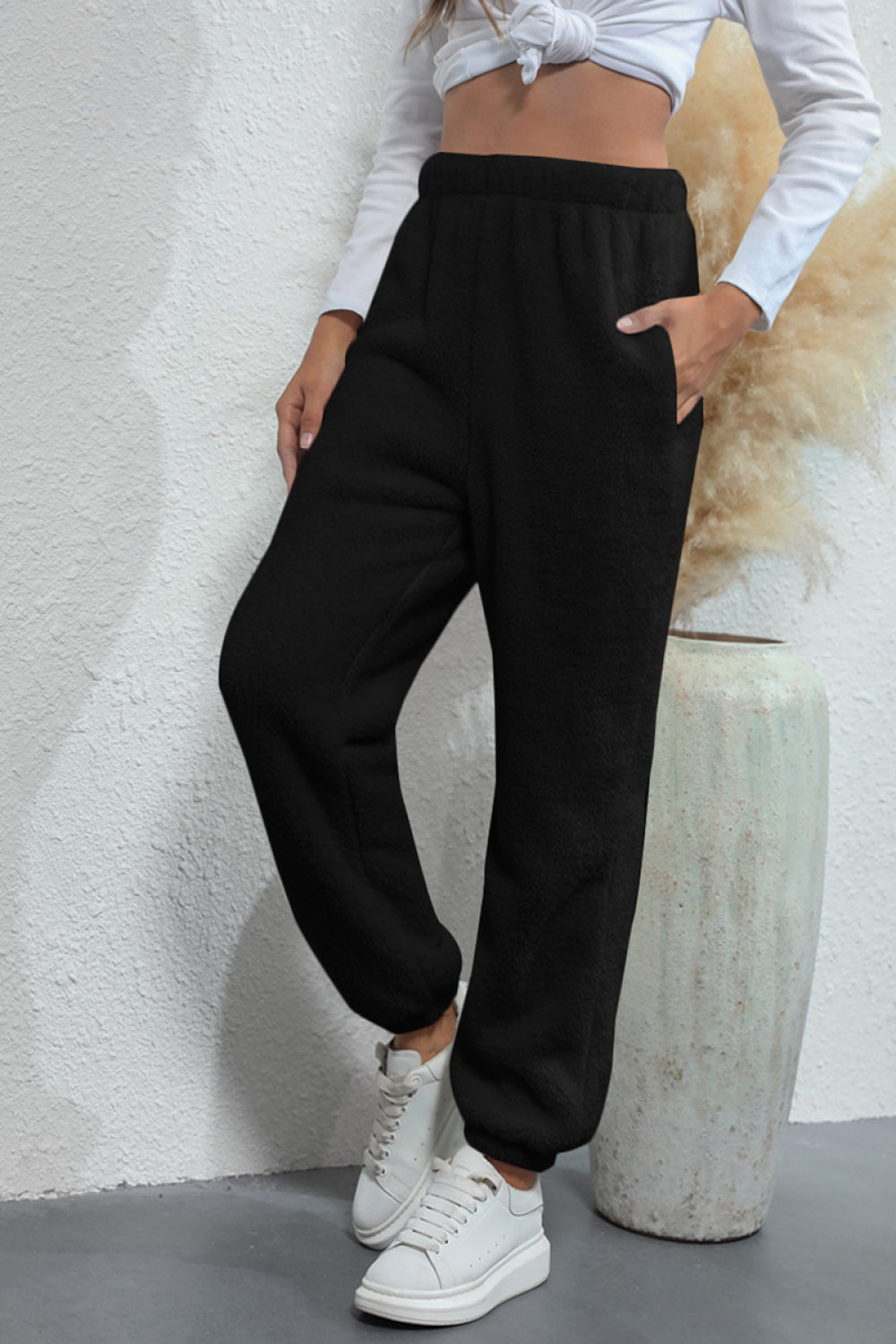 Elastic Waist Teddy Pants
