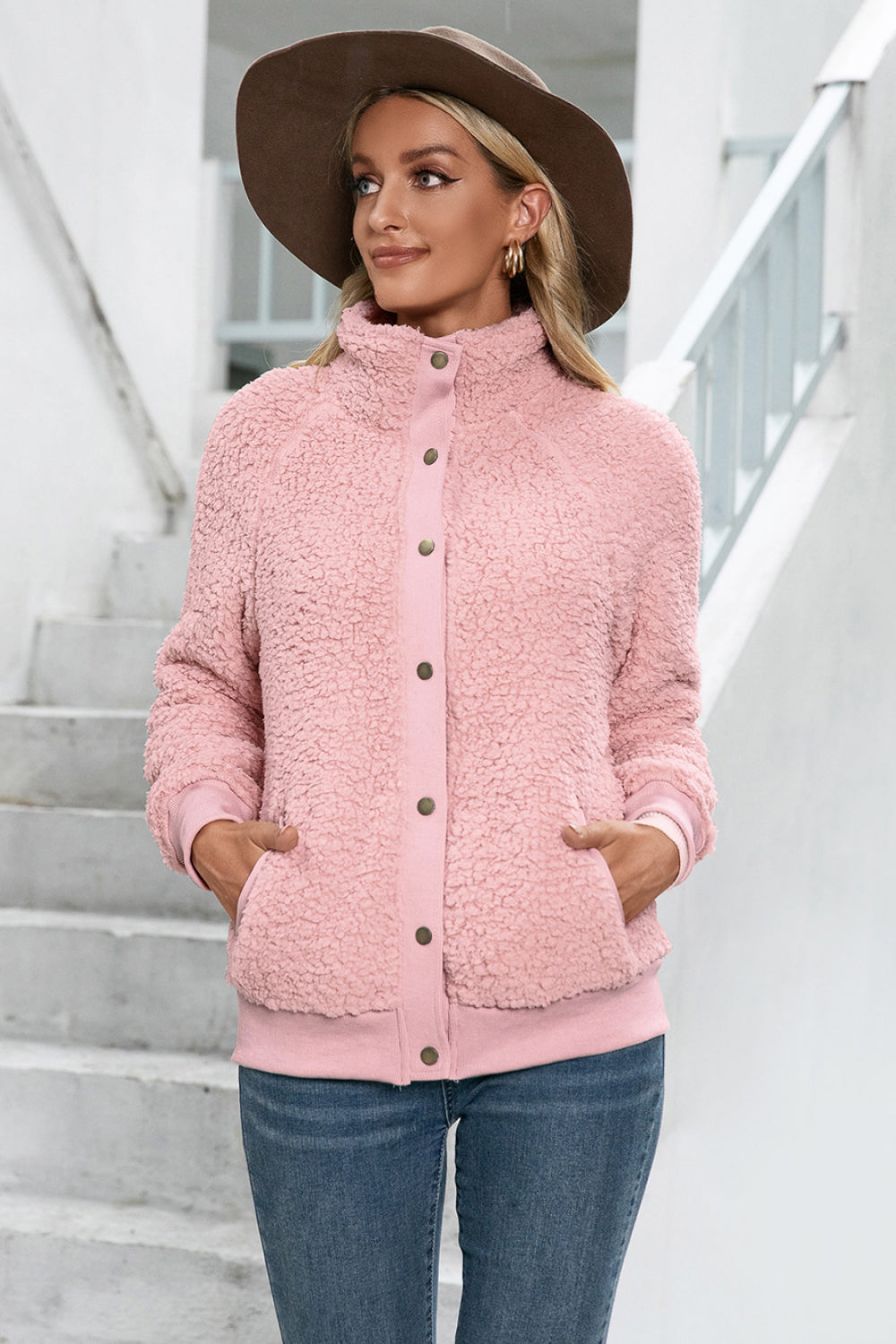 Snap Button Down Teddy Jacket - Absolute Fashion 2020