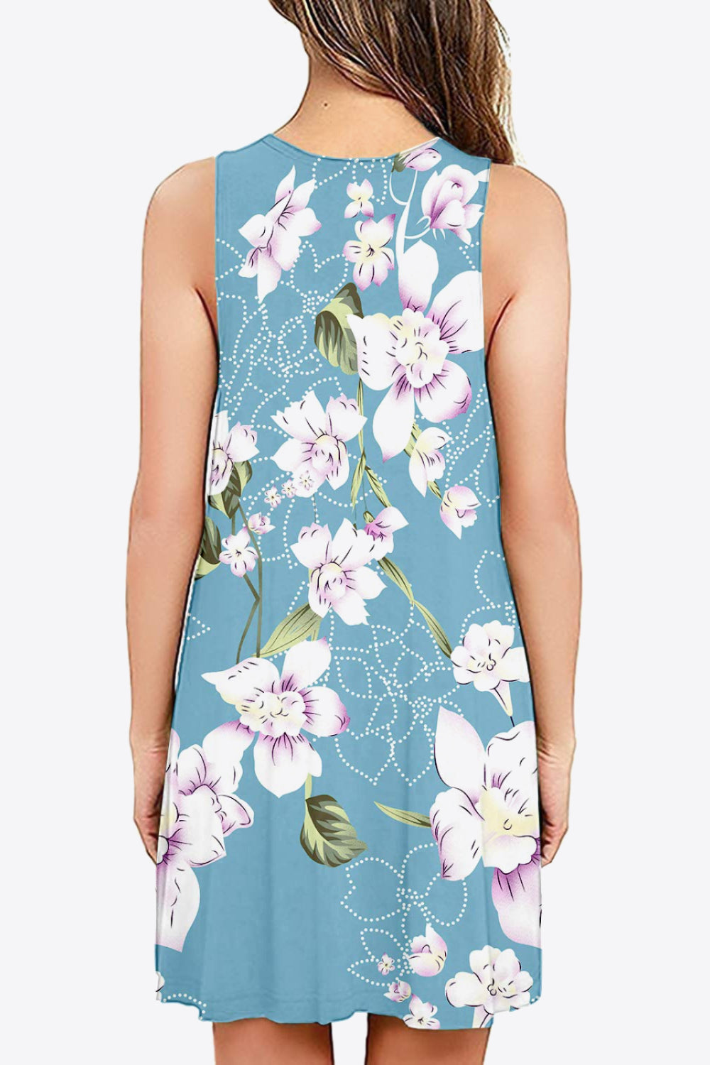 Full Size Printed Round Neck Sleeveless Dress