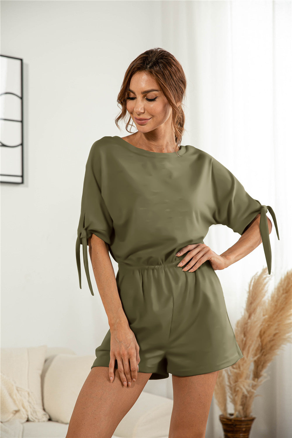 Knotted Cuff Dolman Sleeve Romper - Absolute Fashion 2020