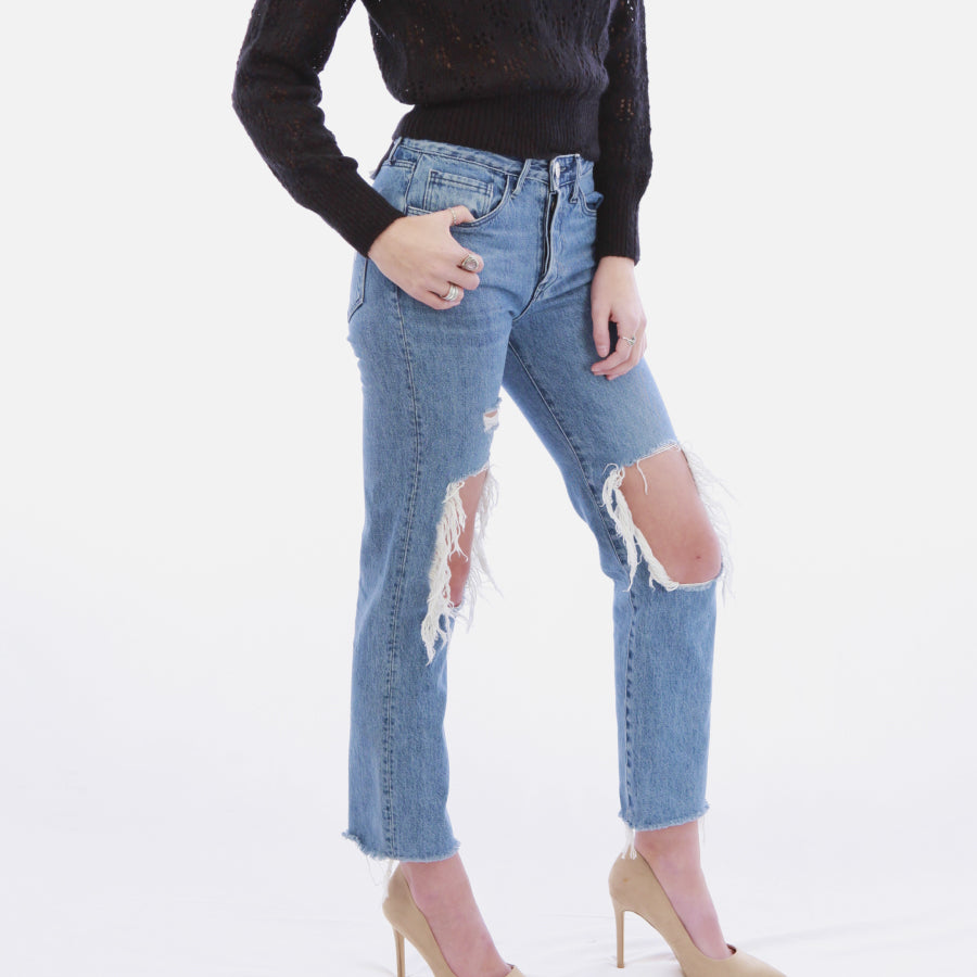 Fly Distressed Denim Ripped Jeans - Absolute Fashion 2020