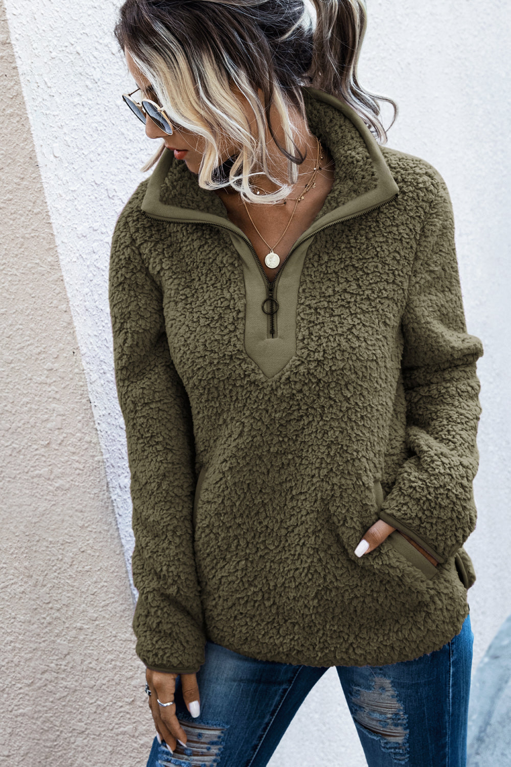 Quarter Zip Teddy Pullover - Absolute Fashion 2020
