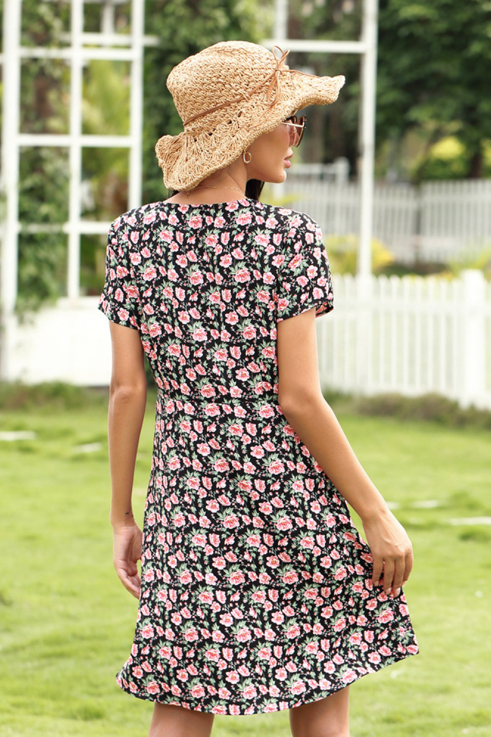Ditsy Print Slit Dress