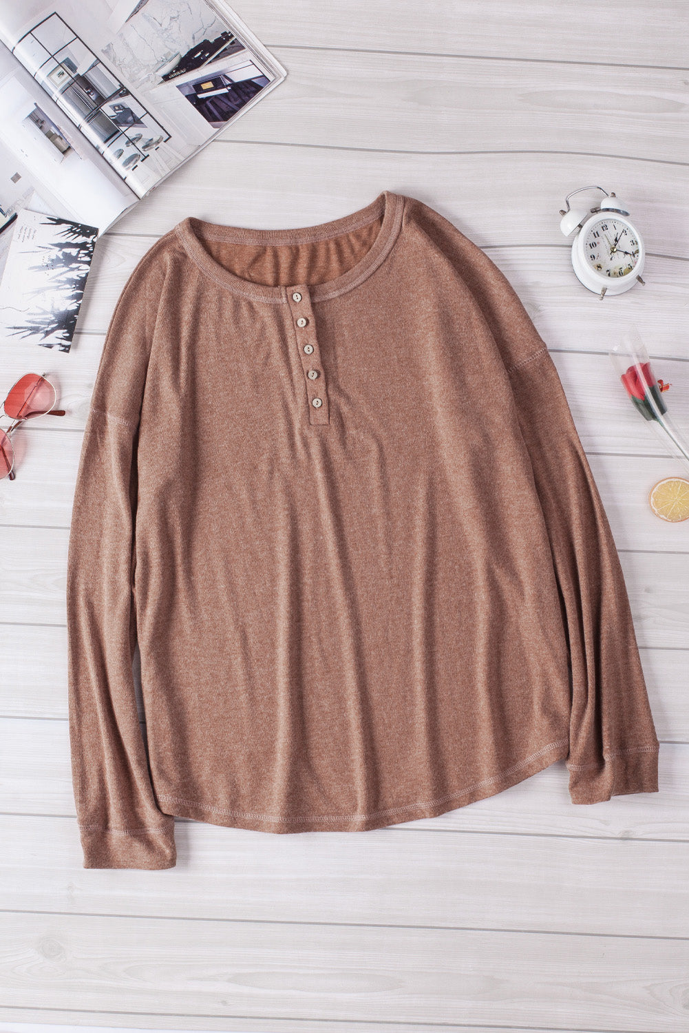Button Up Drop Shoulder Top - Absolute Fashion 2020