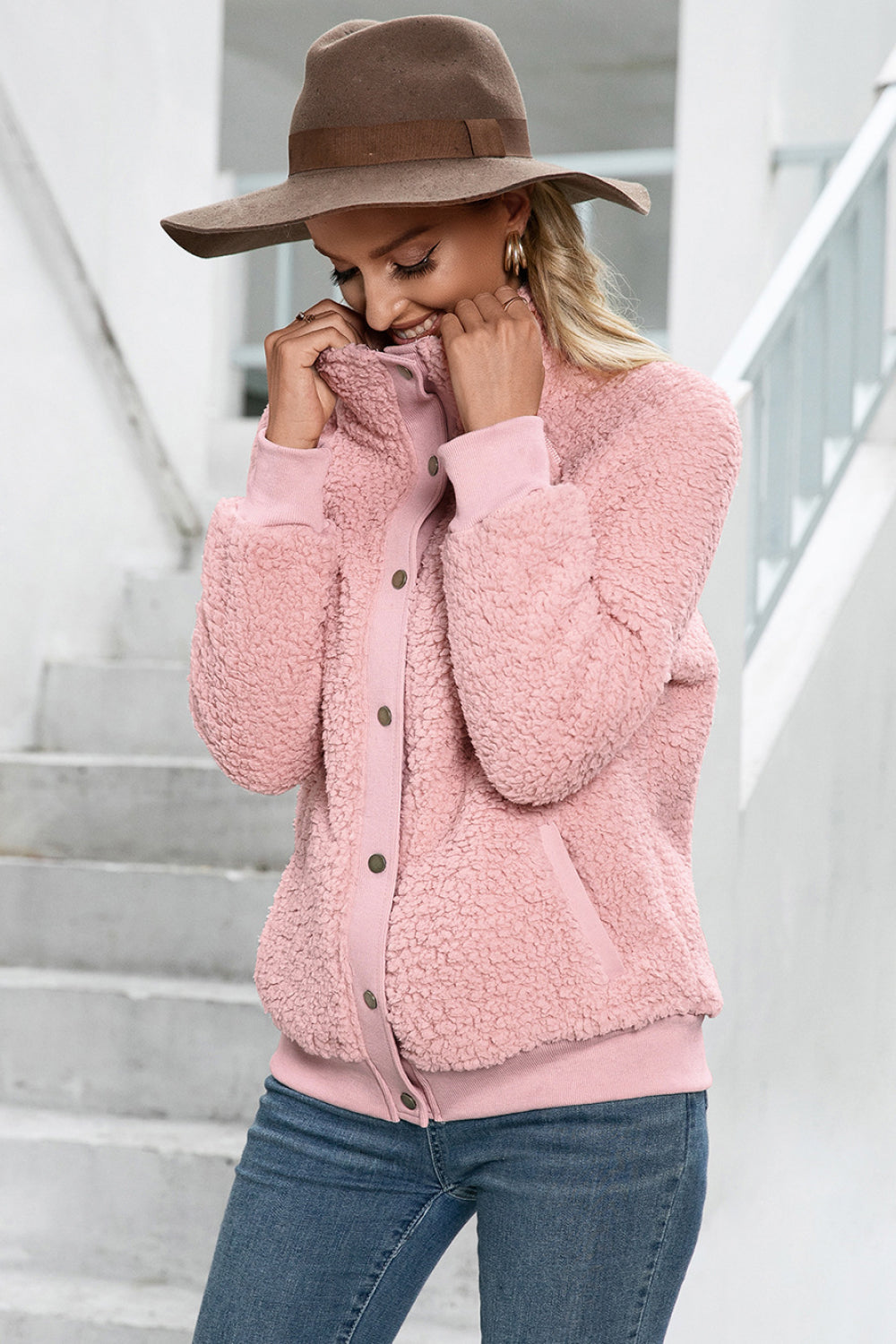 Snap Button Down Teddy Jacket - Absolute Fashion 2020