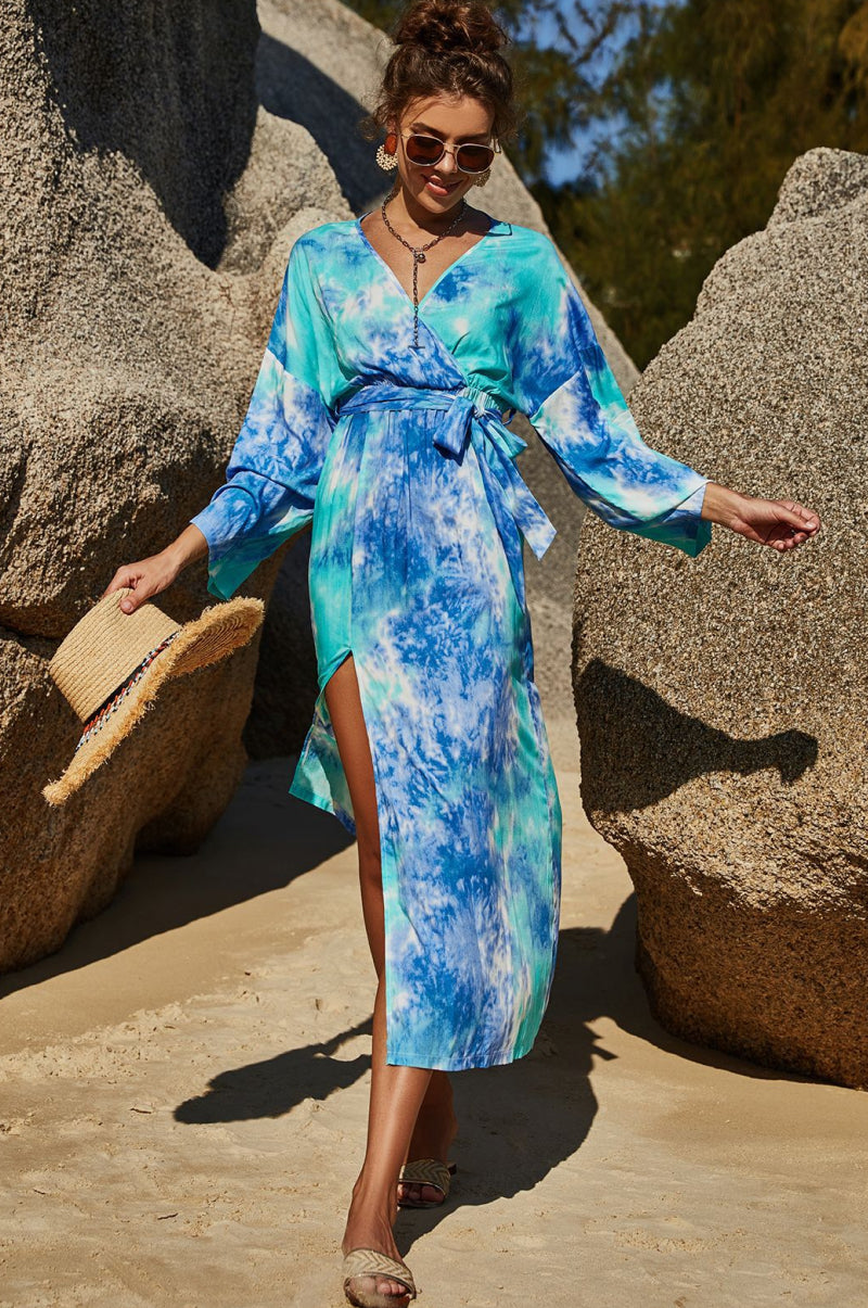 Tie Dye Wrap Maxi Dress - Absolute Fashion 2020