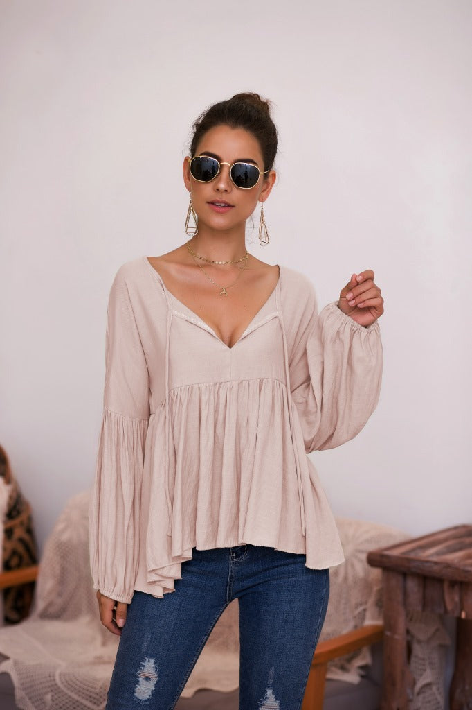 Puff Long Sleeve Pleated Top - Absolute Fashion 2020