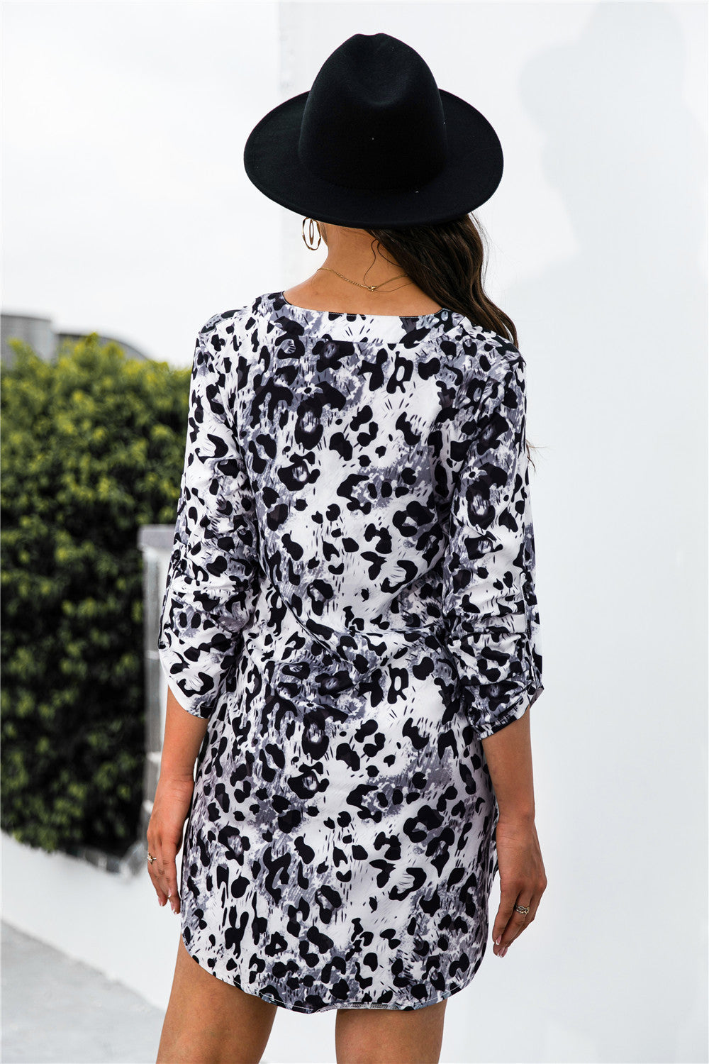 Animal Print V-Neck Asymmetrical Dress