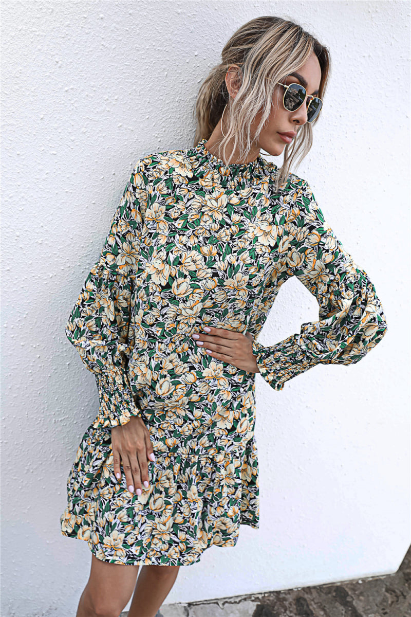 Shirred Stand Neck & Cuff Dress - Absolute Fashion 2020