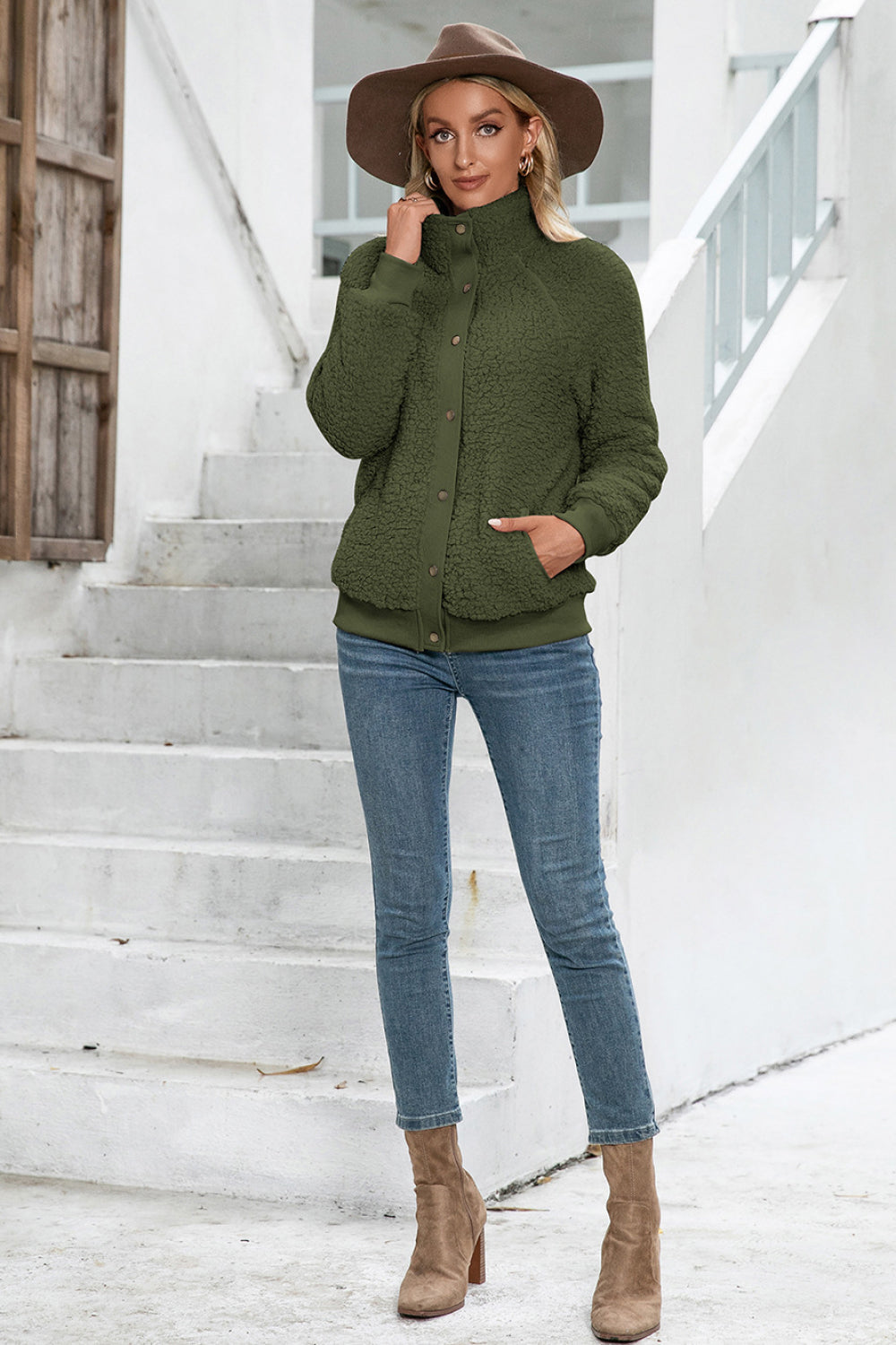 Snap Button Down Teddy Jacket - Absolute Fashion 2020