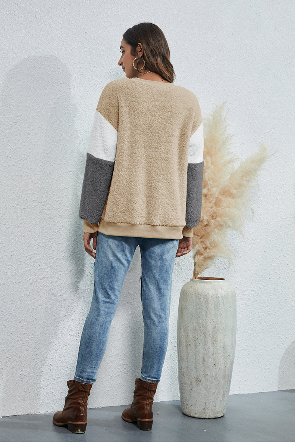 Color Block Teddy Sweatshirt - Absolute Fashion 2020